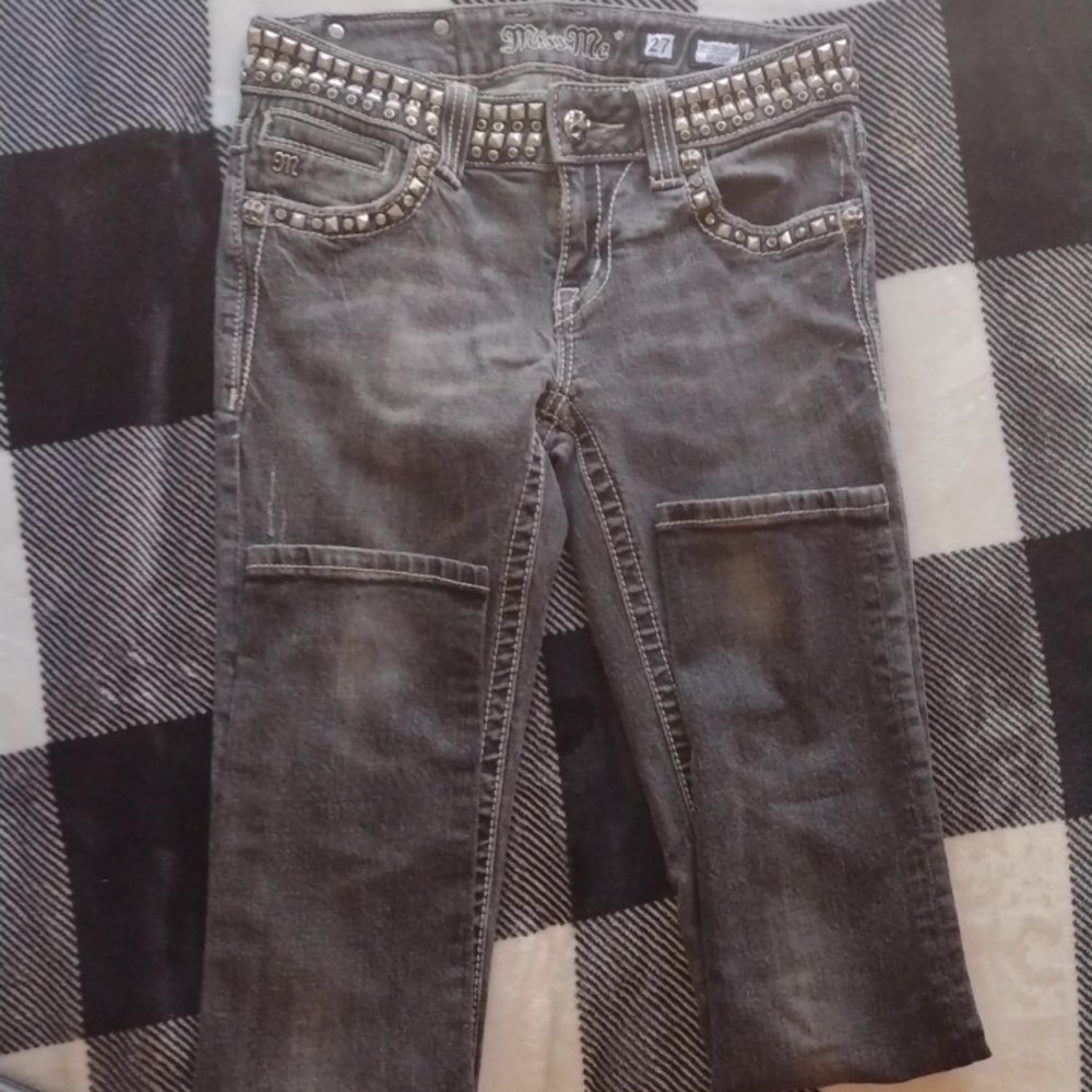 Miss Me Women's Gray Studded Jeans